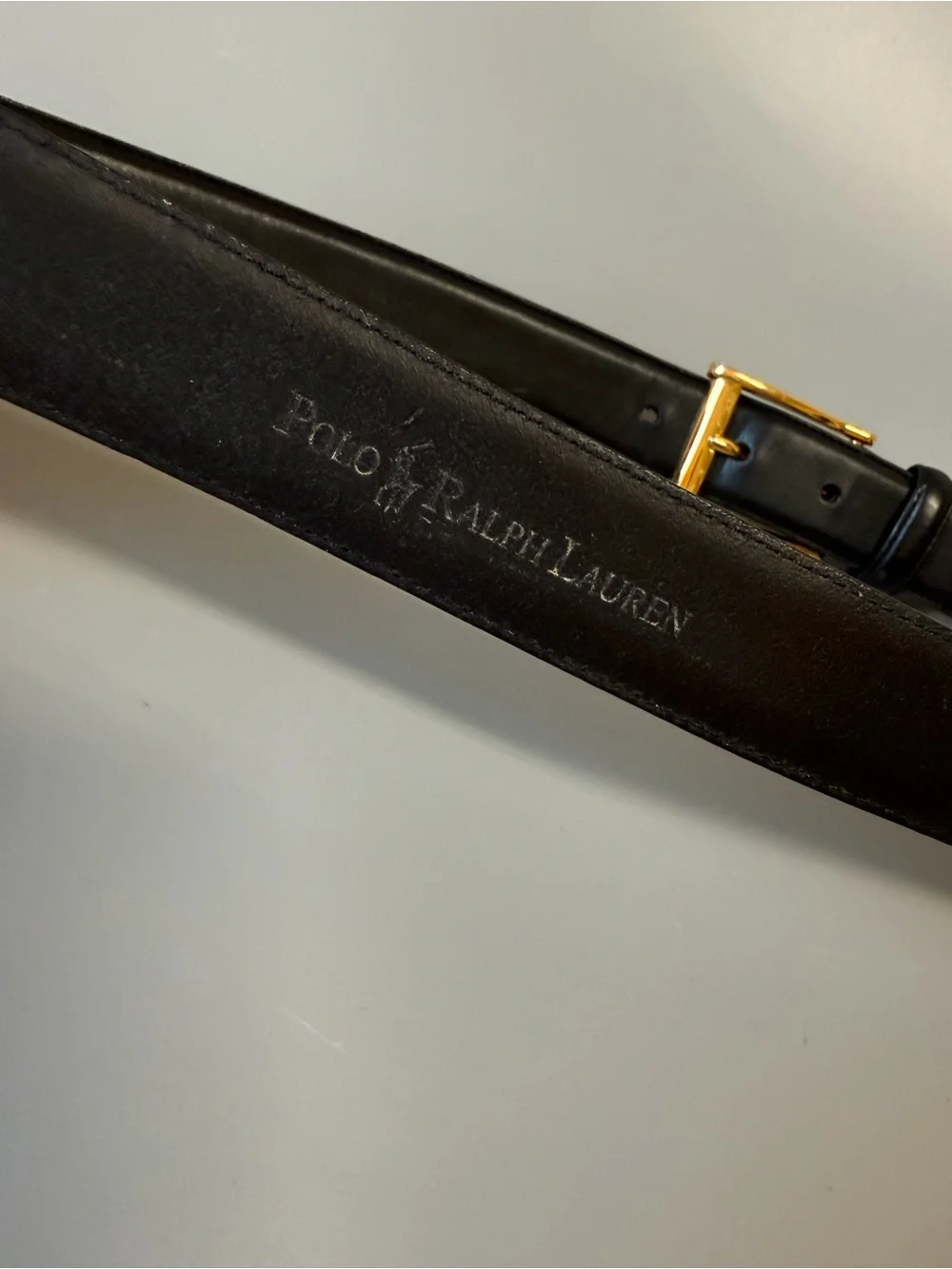 Men’s Polo Ralph Lauren Belt Black Italian Saddle Leather Brass Buckle Sz 40
